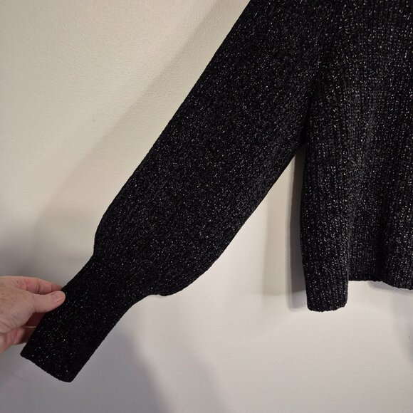Joe's Jeans Black Chenille Sweater with Balloon Sleeves Size Medium - Picture 3 of 6